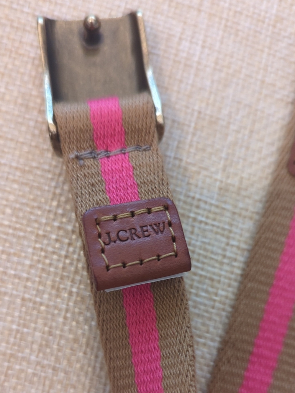 J Crew Skinny Belt Pink Brown Gold Square Buckle - Picture 7 of 11